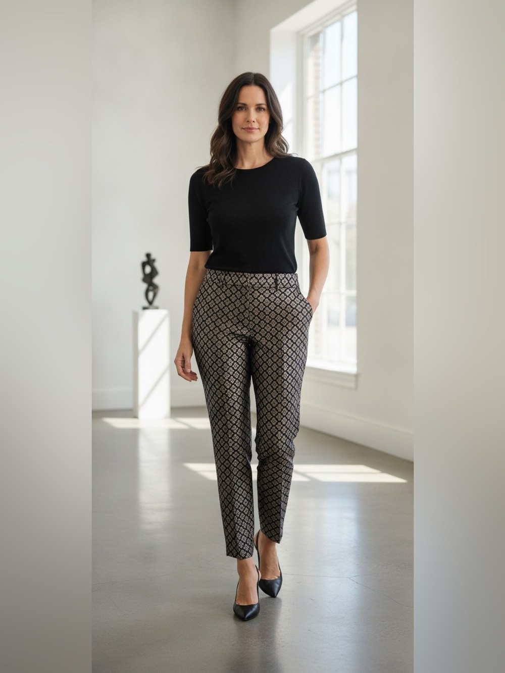TALBOTS Signature Patterned Pants 
Size 8P